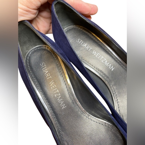 Stuart Weitzman MaryMid Navy Blue Suede Block Heel Pump Women’s Size 7.5 - Picture 6 of 11